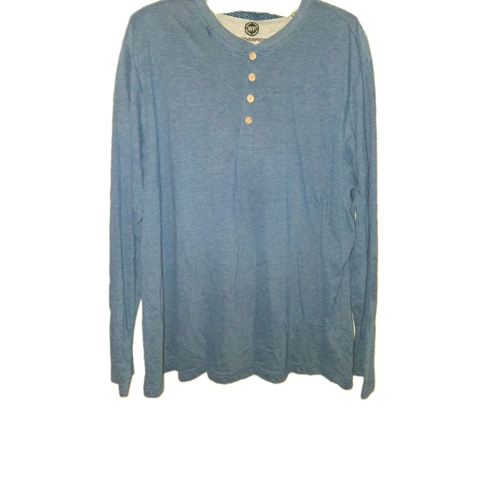 Weatherproof Men's Blue Cotton Blend Long Sleeve Pullover Casual Shirt Size L
